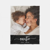 Tante Established Black Elegant Script Foto Fleecedecke (Vorderseite)