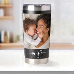 Tante Established Schrift Schwarz 2 Foto Thermobecher