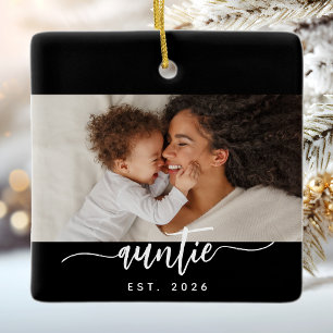Tante Established Schwarz Weiß Schrift Foto Keramikornament