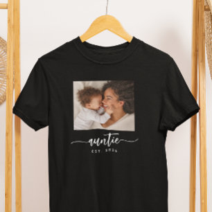 Tante Etablierte Elegante Schrift Foto Schwarz T-Shirt