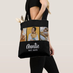 Tante etablierte moderne Schriftart Schwarz 3 Foto Tasche