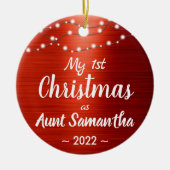 Tante First Christmas String Lights Name Foto Keramik Ornament (Vorne)