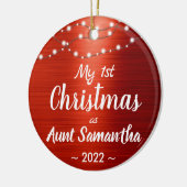Tante First Christmas String Lights Name Foto Keramik Ornament (Links)