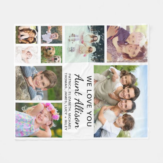 Tante Foto Collage Fleecedecke (Vorderseite (Horizontal))