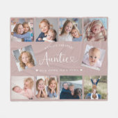 Tante-Foto-Collage-Script Cute Herz Modern Fleecedecke (Vorderseite (Horizontal))