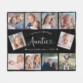 Tante Foto-Collage-Script Cute Herz Modern Fleecedecke (Vorderseite (Horizontal))