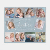 Tante Foto-Collage-Script Cute Herz Modern Fleecedecke (Vorderseite (Horizontal))