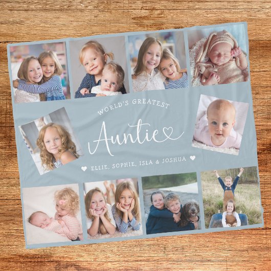 Tante Foto-Collage-Script Cute Herz Modern Fleecedecke