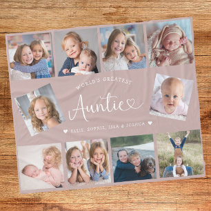 Tante-Foto-Collage-Script Cute Herz Modern Fleecedecke