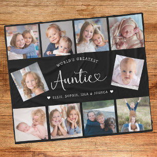 Tante Foto-Collage-Script Cute Herz Modern Fleecedecke