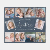 Tante Foto-Collage-Script Cute Herz Modern Fleecedecke (Vorderseite (Horizontal))