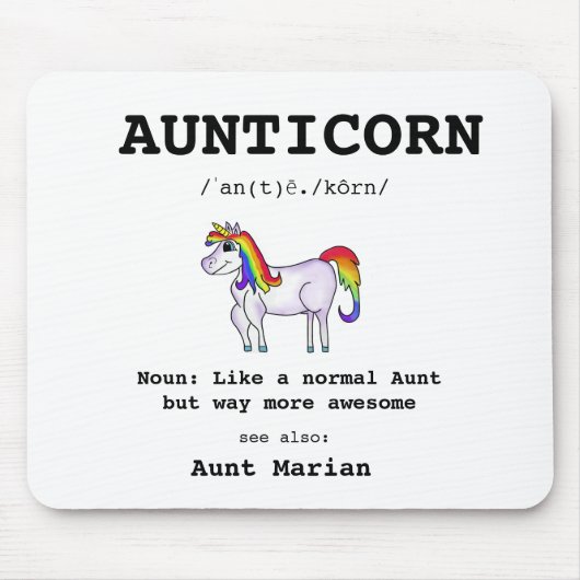 Tante Funny Definition Aunticorn Beste Tante je Mousepad (Vorne)
