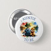 Tante für Boy's Fishing Baby Shower Button (Vorne & Hinten)