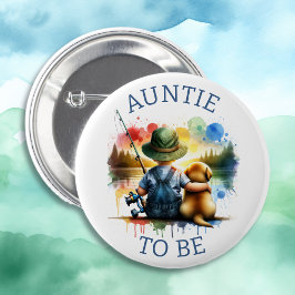 Tante für Boy's Fishing Baby Shower Button