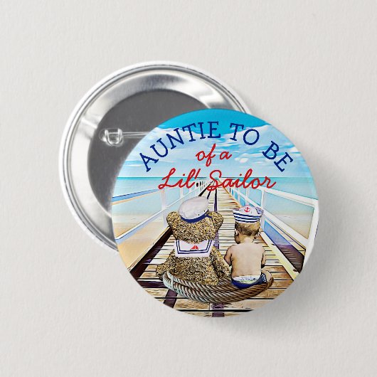 Tante für eine Lil'Sailor Babydusche Button (Vorne & Hinten)