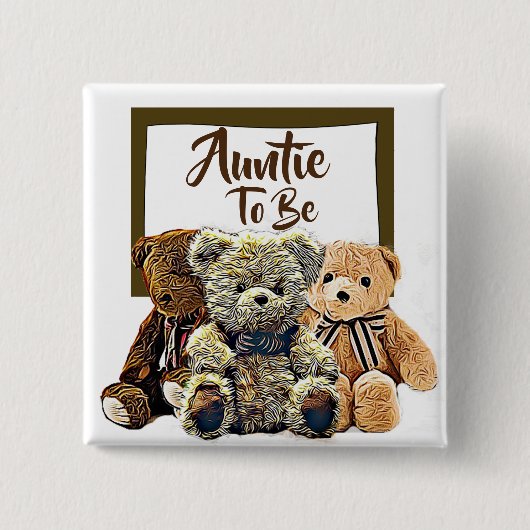 Tante für Teddy Bear Baby Shower Button (Vorderseite)
