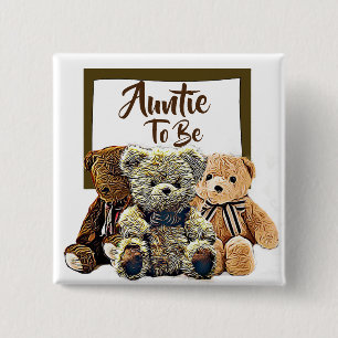 Tante für Teddy Bear Baby Shower Button