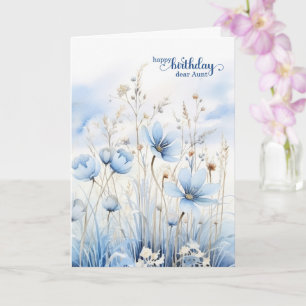 Tante Geburtstag Blaue Aquarell-Wildblumen Karte