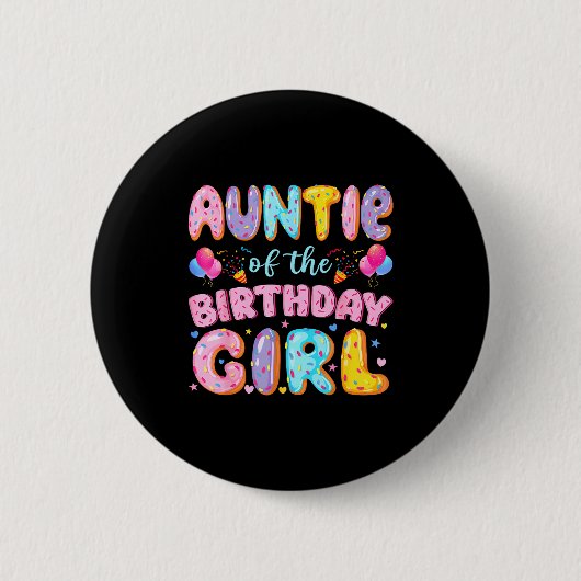 Tante Geburtstagsmädchen Süße Donut-Kunst Button (Vorderseite)