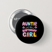 Tante Geburtstagsmädchen Süße Donut-Kunst Button (Vorne & Hinten)