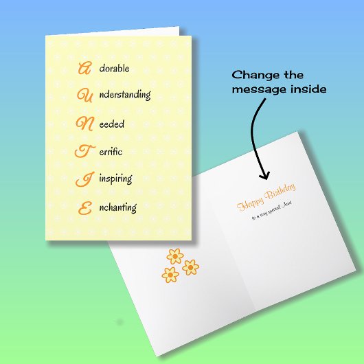 Tante Geburtstagstext Blume orange Karte