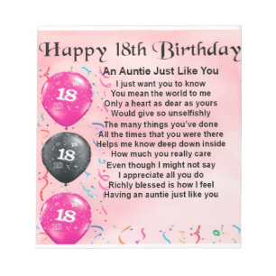 Tante Gedicht 18. Geburtstag Notizblock