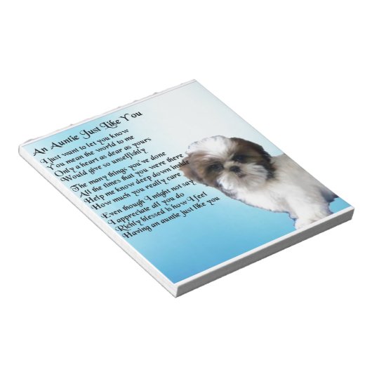 Tante Gedicht - Shih Tzu Dog Design Notizblock (angewinkelt)