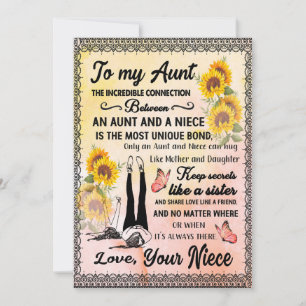 Tante Geschenke   Brief an meine Tante Liebe von d Feiertagskarte