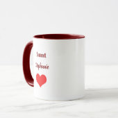 Tante Geschenke Individuelle Name Burgundy Red Hea Tasse (Vorderseite Links)