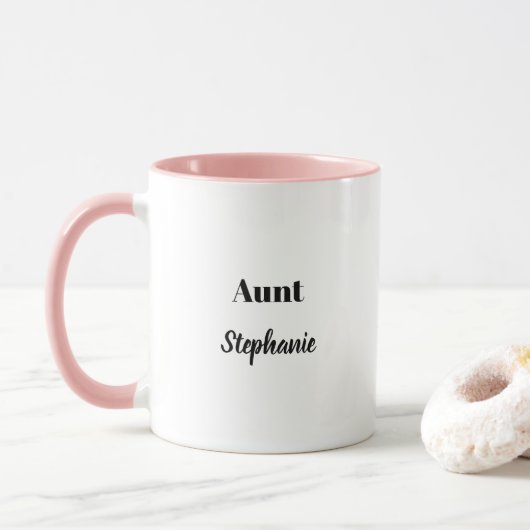 Tante Geschenke Individuelle Name Rosa Schwarz-wei Tasse (Mit Donut)