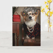 Tante Gussy Corgi leere Karte (Gelbe Blume)