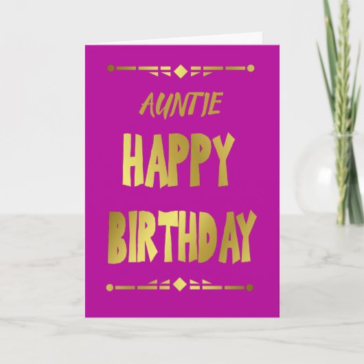 Tante Happy Birthday Modern Gold Typografy Card Karte (Vorderseite)