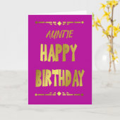 Tante Happy Birthday Modern Gold Typografy Card Karte (Gelbe Blume)