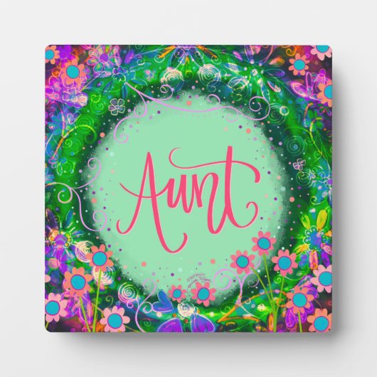 Tante Hübsch Pink Floral Inspirivity Plaque Fotoplatte (Vorderseite)