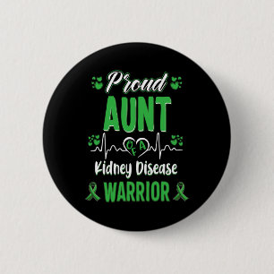 Tante Kidney Disease Warrior Awareness Ribbon Gree Button