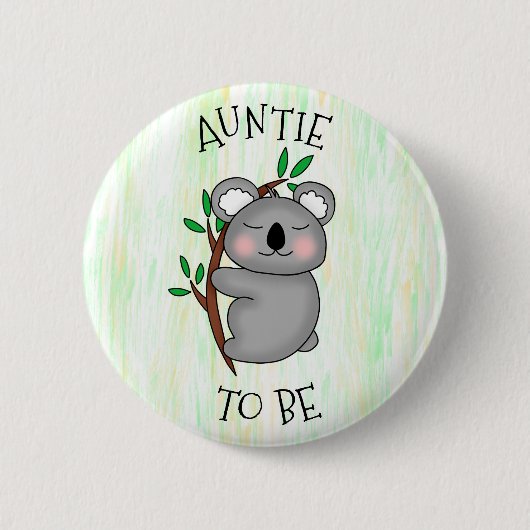 Tante | Koala thematied Baby Dusche Button (Vorderseite)