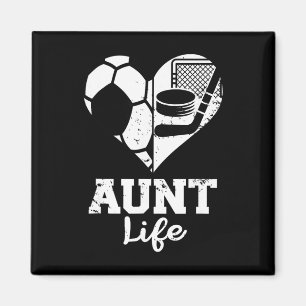 Tante Leben Fußball Hockey Herz Split Sportspiel D Magnet