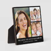 Tante Liebe Sie 3 Foto Collage Black Fotoplatte (Vorderseite)