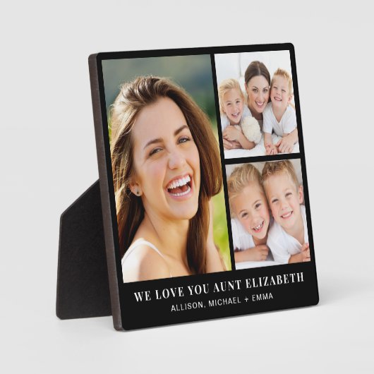 Tante Liebe Sie 3 Foto Collage Black Fotoplatte (Vorderseite)