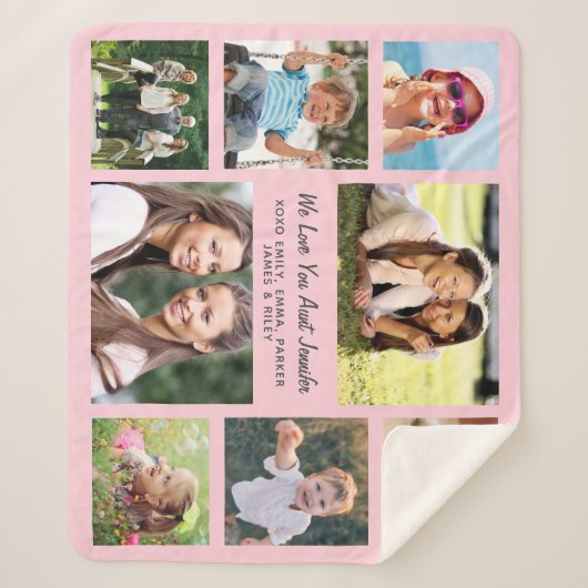 Tante Liebe Sie 8 Foto Collage Pink Sherpadecke (Vorderseite)
