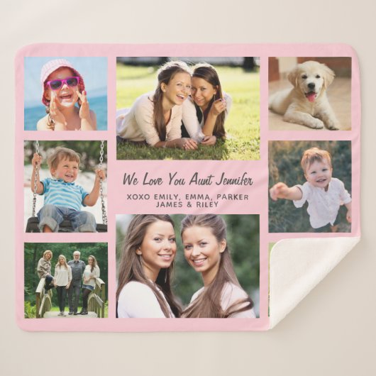 Tante Liebe Sie 8 Foto Collage Pink Sherpadecke (Vorderseite (Horizontal))
