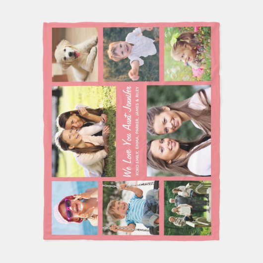 Tante Liebe Sie Foto Collage Personalisiert Coral Fleecedecke (Vorderseite)