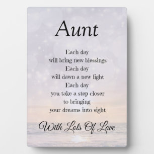 Tante Liebe und Ermutigung Gedicht Kunstgeschenk Fotoplatte