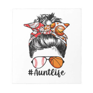 Tante Life Baseball Basketball Tante Messy Bun Notizblock