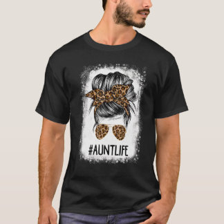 Tante Life Leopard Messy Bun Women Mother' T-Shirt