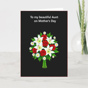 Tante mit Blumen im Tupfenlook zum Tag der Blumen Karte