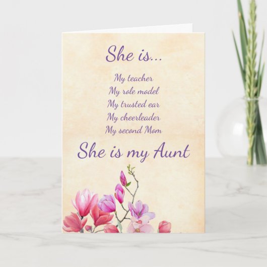 Tante Mother Day Lila Watercolor Blume Card Karte (Vorderseite)