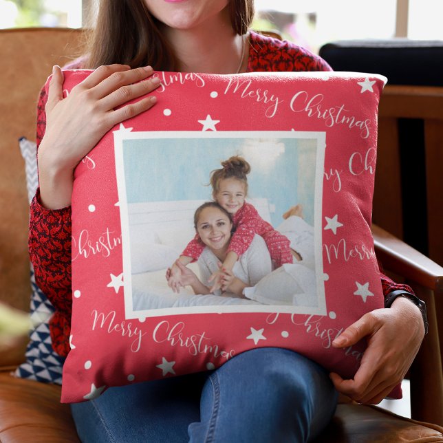 Tante Niece Custom Foto Red Christmas Kissen (Aunt Niece Custom Photo Red Christmas Throw Pillow
)
