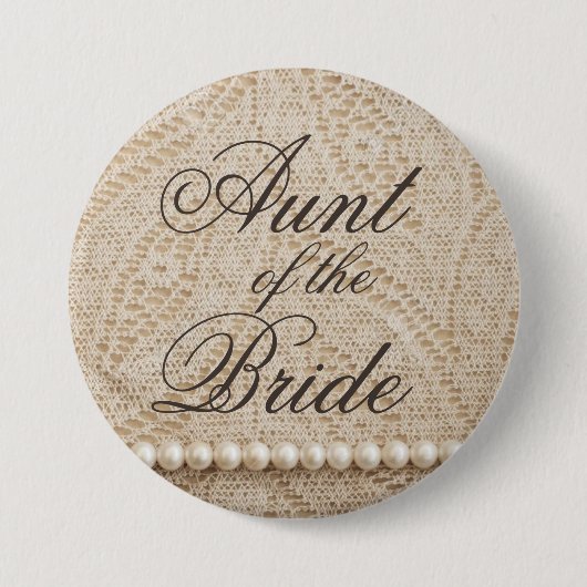 Tante of the Bride with Lace and Pearls - Button (Vorderseite)