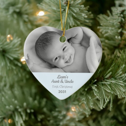 Tante Onkel 1. Weihnachten Personalisiertes Foto H Keramik Ornament (Baum)